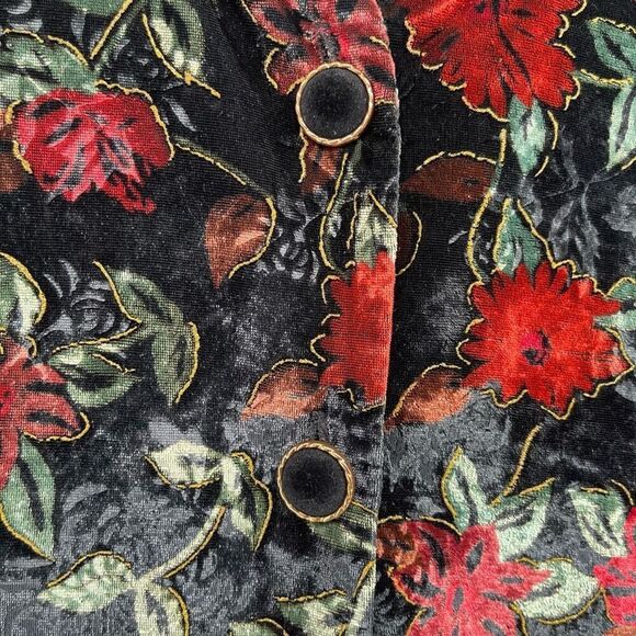 Vintage Miz California Velvet Floral Bolero Blazer Jacket Medium – Made in USA - Picture 8 of 14